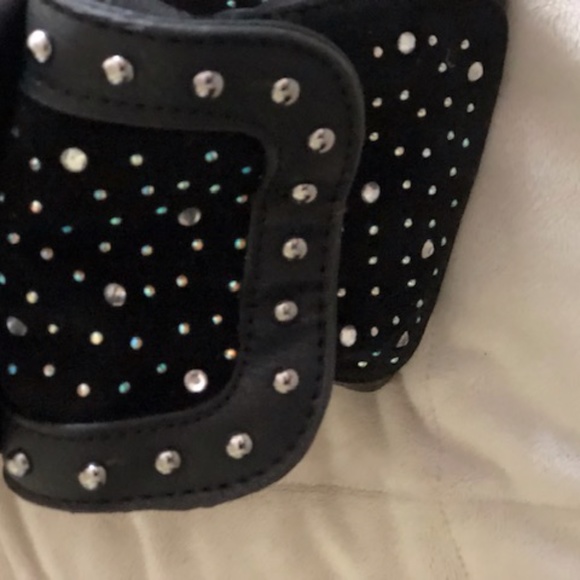 UNIQUE BLACK LEATHER HANDBAG WITH SKULL & RHINESTONES & STUDS - Picture 2 of 9